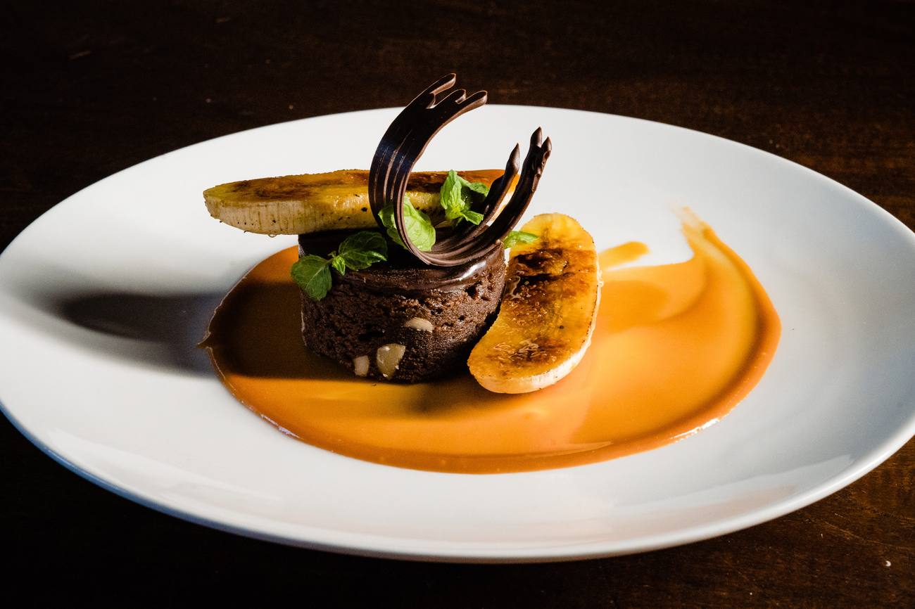 Plated chocolate dessert